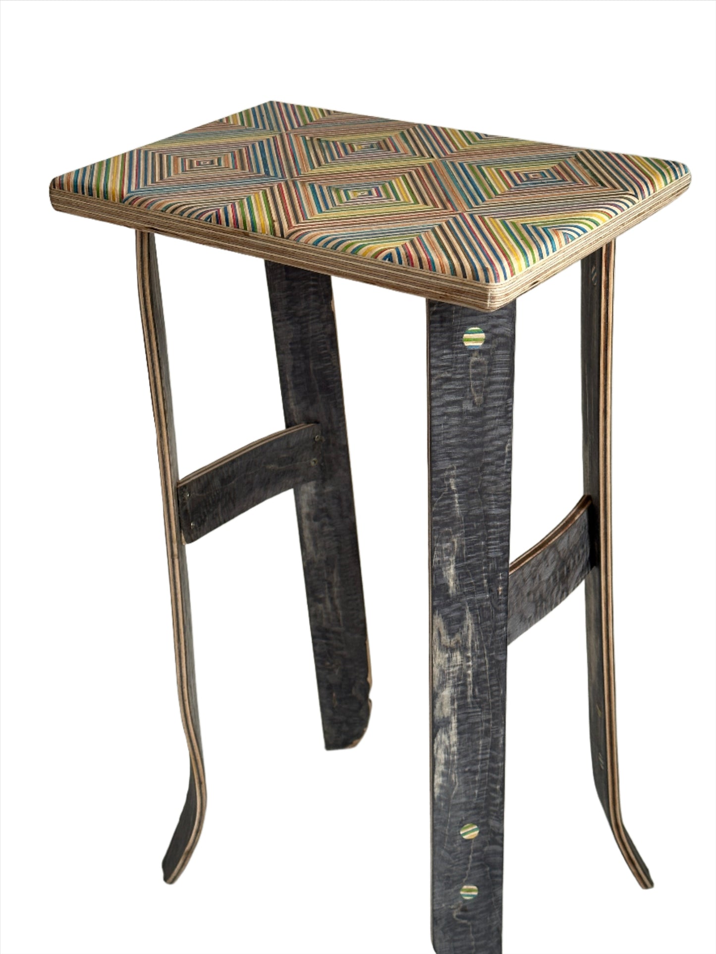 Side Table. Upcycled skateboard & birch plywood