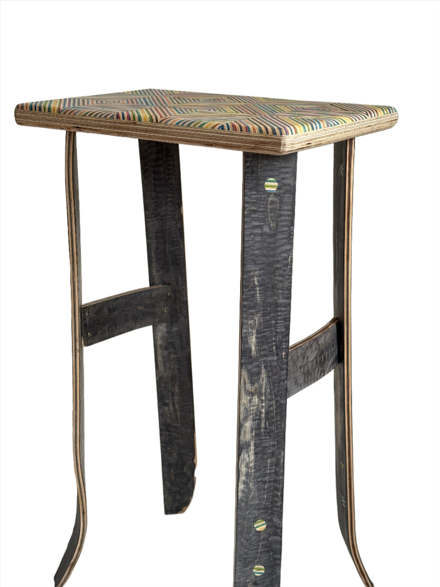 Side Table. Upcycled skateboard & birch plywood