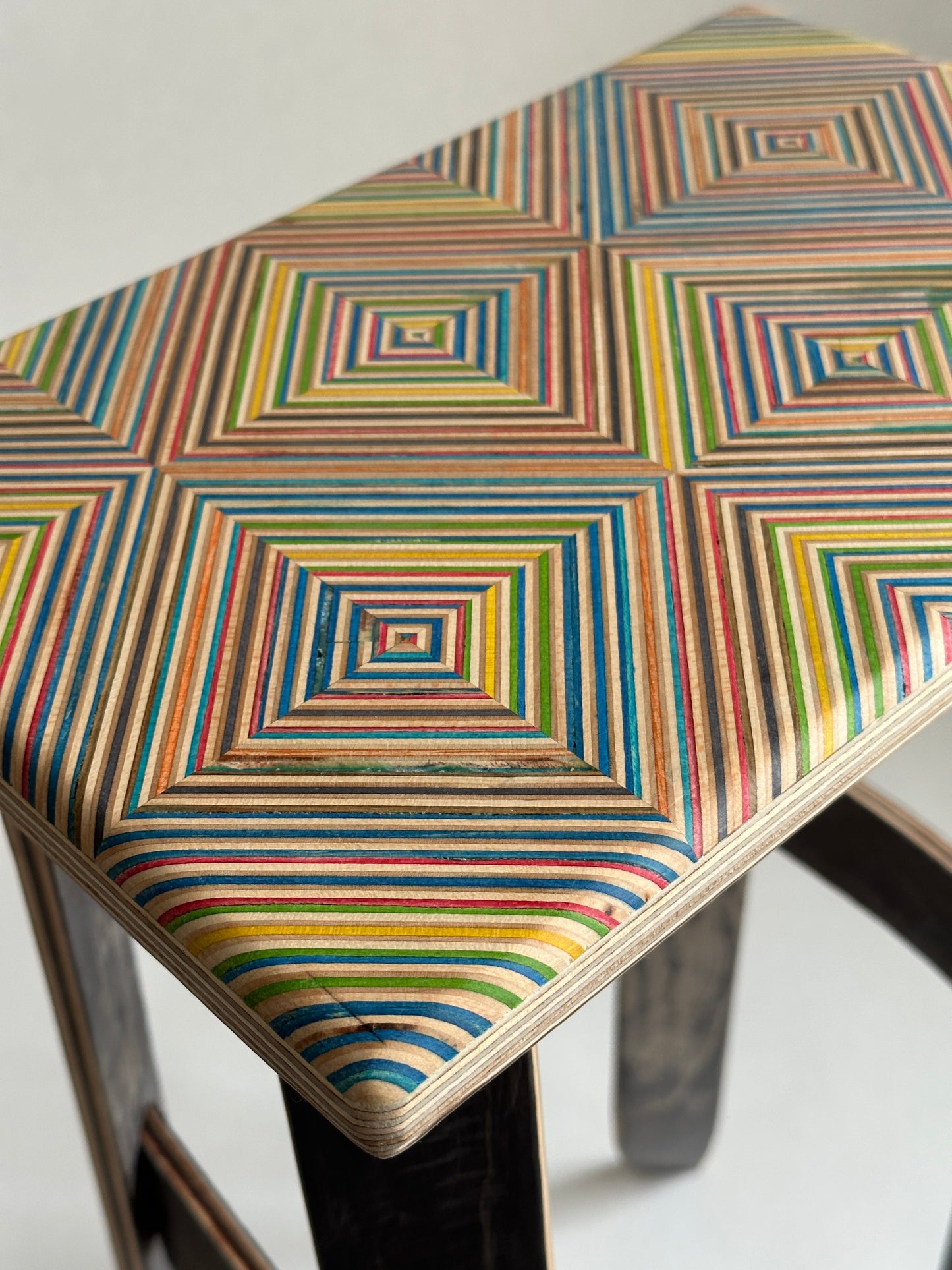 Side Table. Upcycled skateboard & birch plywood