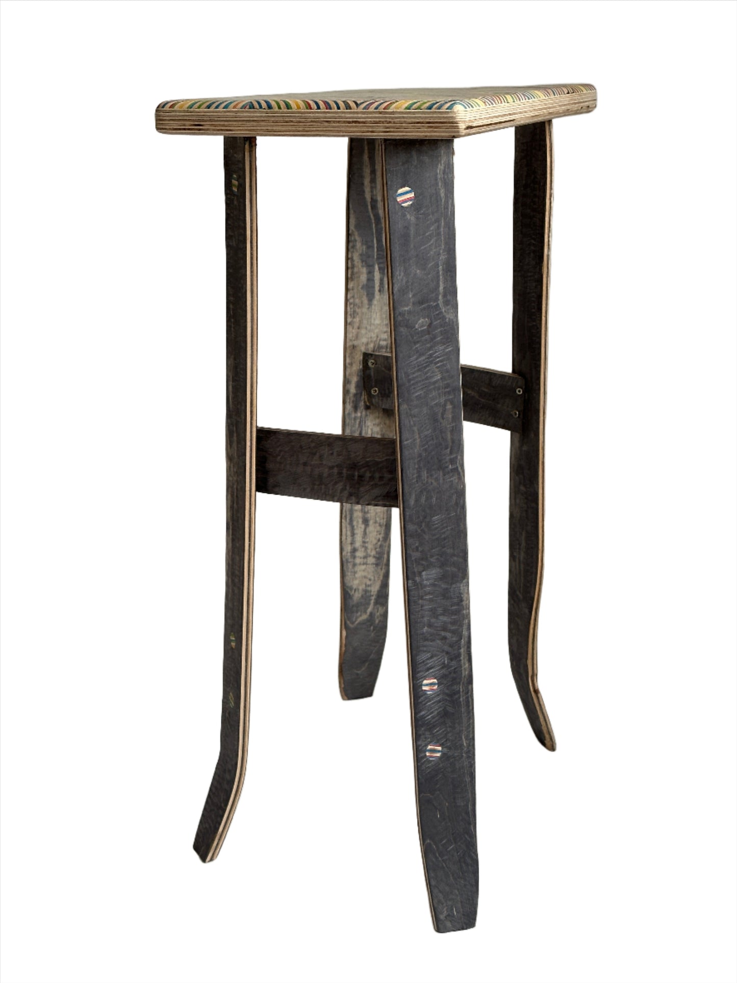 Side Table. Upcycled skateboard & birch plywood