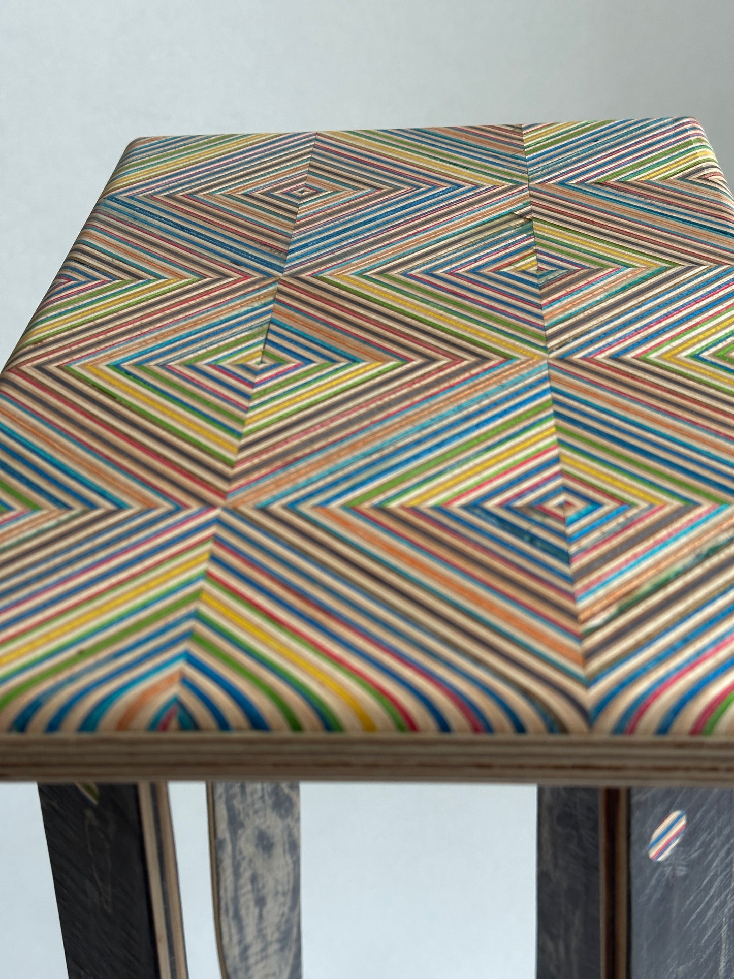 Side Table. Upcycled skateboard & birch plywood