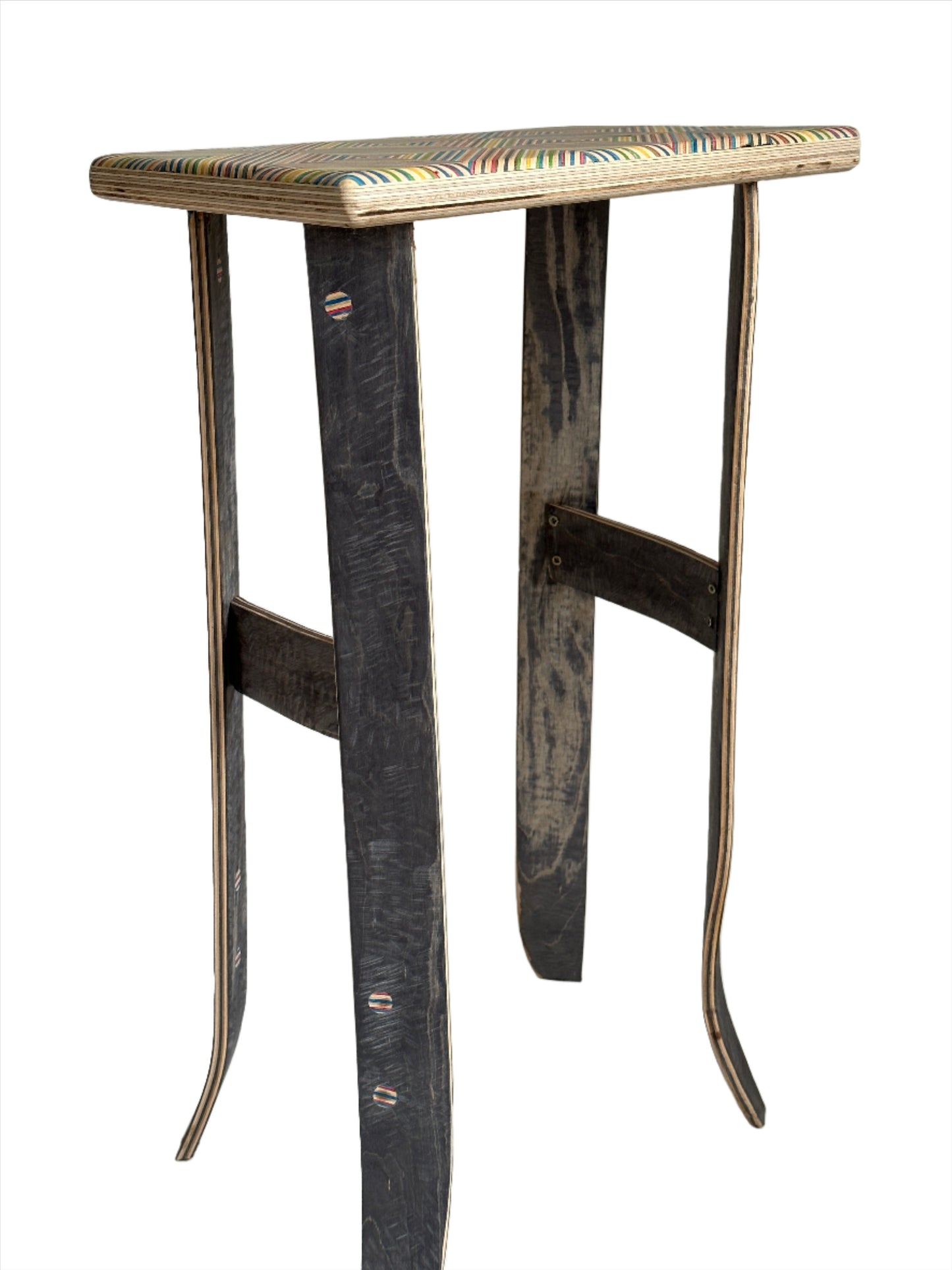 Side Table. Upcycled skateboard & birch plywood