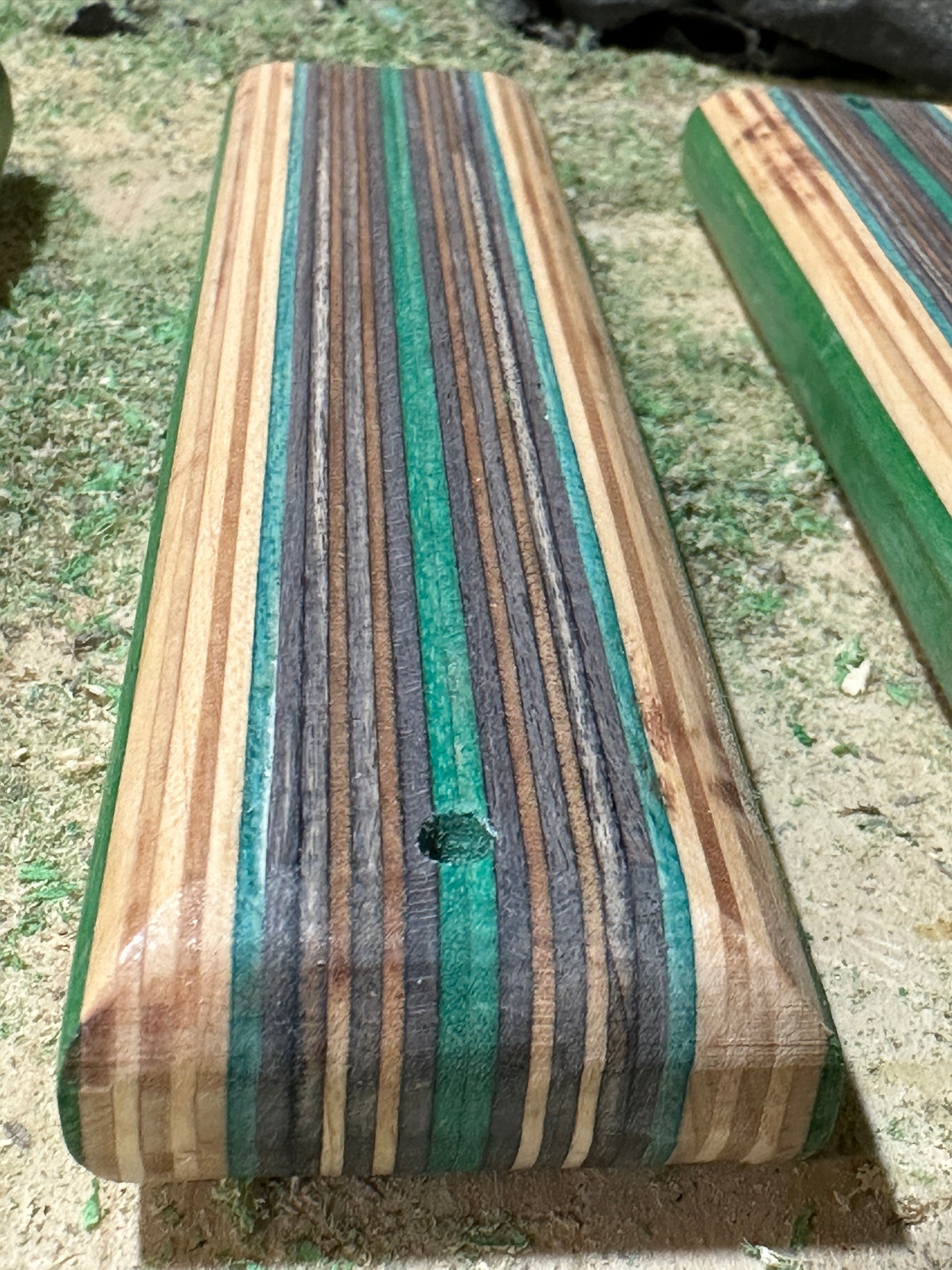 Incense holder. Green & Black upcycled skateboard