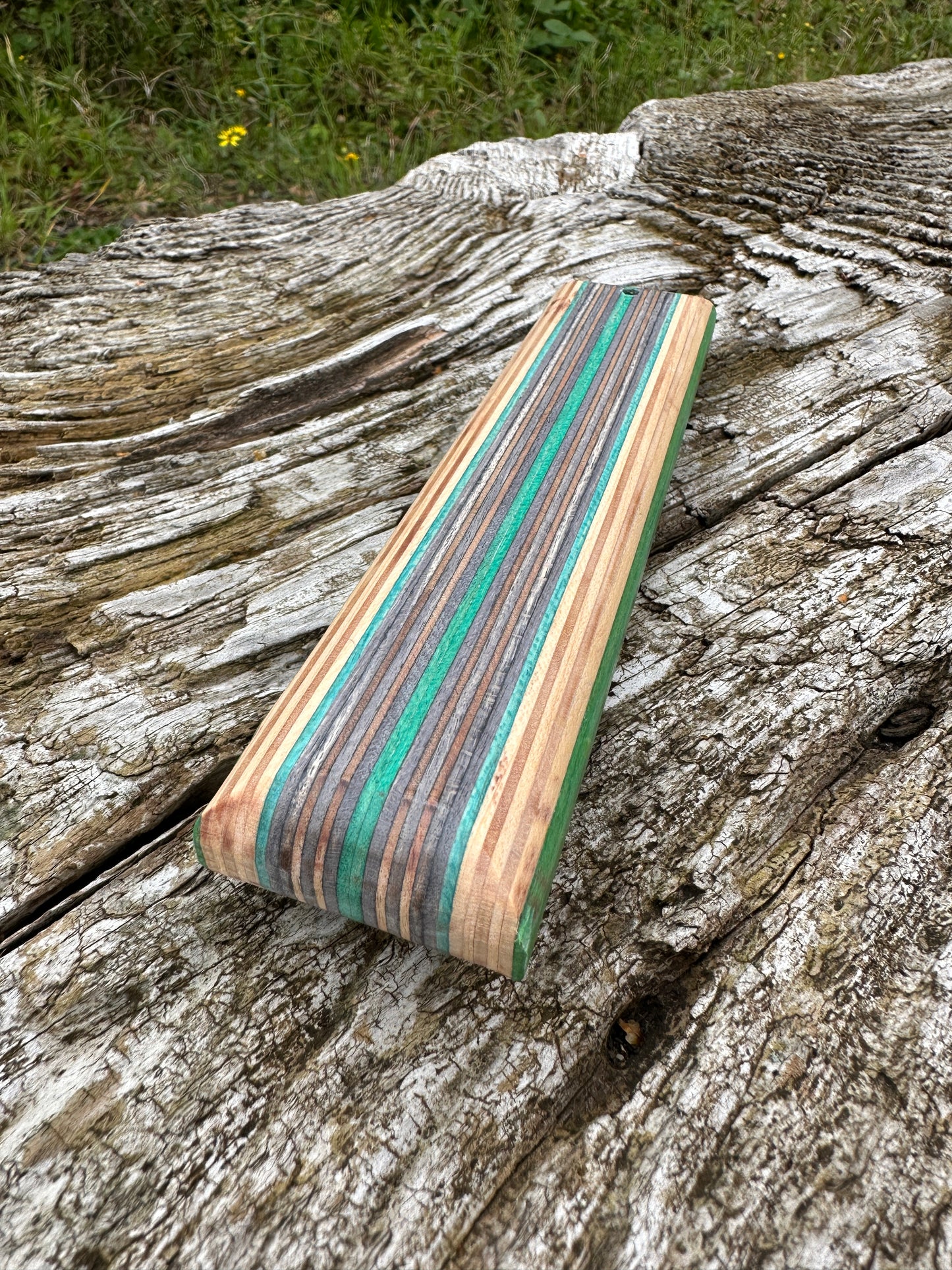 Incense holder. Green & Black upcycled skateboard