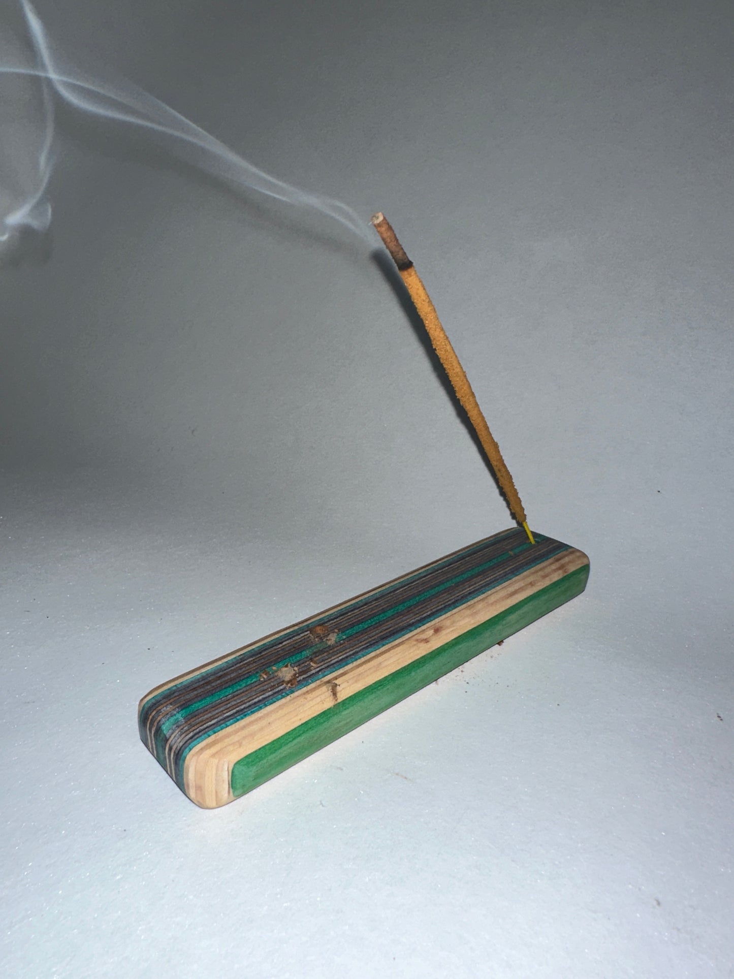 Incense holder. Green & Black upcycled skateboard