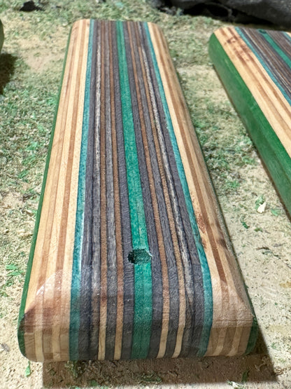 Incense holder. Green & Black upcycled skateboard