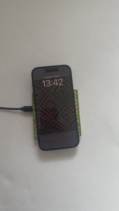 Wireless charger. Made with Recycled skateboard & birch Plywood.