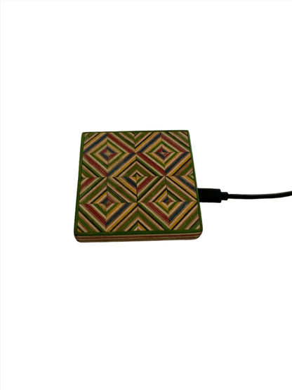 Wireless charger. Made with Recycled skateboard & birch Plywood.